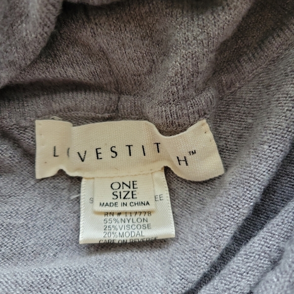 Lovestitch Gray Open Side Fringe Slouch Neck Poncho One Size - Picture 2 of 2